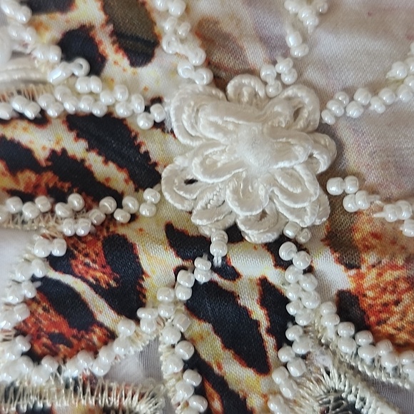 AZI New York White Straight Leg Pants, Heavily Beaded & Embellished, 6 - Picture 8 of 8